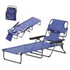 Folding Lounge Chair w/ Reclining Back, Navy Blue