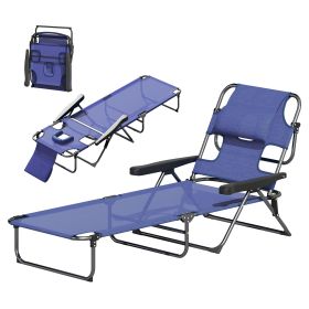Folding Lounge Chair w/ Reclining Back, Navy Blue