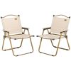 Folding Camping Chairs Set of 2 Lightweight Portable Armchairs for Outdoor Festivals Fishing Beach Khaki