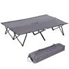 2 Person Folding Camping Cot for Adults, 50" Extra Wide Outdoor Portable Sleeping Cot with Carry Bag, Beach Hiking