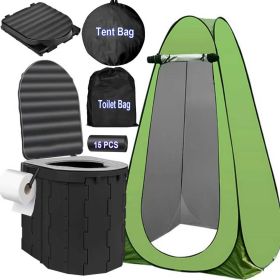 Portale Foldable Camping Toilet Set with Privacy Tent, Black
