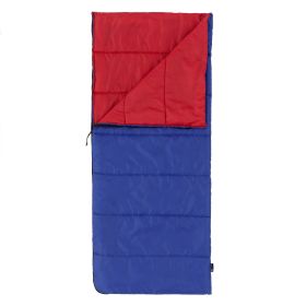 Youth warm weather rectangle sleeping bag - Blue Red (youth size 64" x 28")