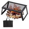 Folding Campfire Grill, 18"×12" Portable Camping Grates Over Fire Pit, Heavy Duty Steel Mesh Grate, Camping Grill with Legs Carrying Bag