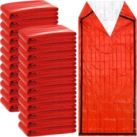 24 Pack Emergency Sleeping Bag Survival Bivy Sack Blanket Lightweight Portable Thermal Survival Bag Thick Tent for Camping Hiking Outdoor Adventure Ac