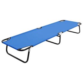 Sun Lounger Blue Steel frame and polyester fabric Standard Size