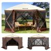 VEVOR Gazebo Screen Tent, 10 x 10 ft, 6 Sided Pop-up Camping Canopy Shelter Tent with Mesh Windows, Portable Carry Bag, Ground Stakes