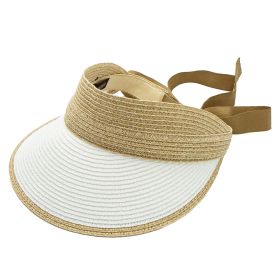 Mila Toyo Straw Adjustable White Sun Visor Cap Hat