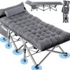 Folding Bed Cot with Pillow, 2 Sided Mattress Heavy Duty Folding Sleeping Cot Guest Bed