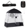 Shower Tent w/ Two Rooms, Shower Bag, Floor and Carrying Bag, Portable Privacy Shelter, Instant Changing Room for 2 Person, Black