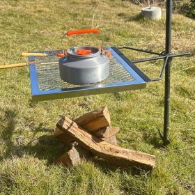 Rotating Campfire Grill,Fire Pit Grill,Heavy Duty Steel Grill,360Â° Adjustable Open Fire Outdoor Cooking Equipment