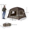 Inflatable Camping Tent, 1-2 Person Glamping Tent with Hand Pump, Blow Up Tent with Doors, Carry Bag, Khaki and Brown