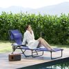 Folding Lounge Chair w/ Reclining Back, Navy Blue