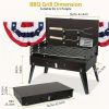 "Camping Charcoal Grill – Thickened Steel Folding BBQ with Tool Storage – Backpack Friendly"