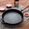 WANGYUANJI 11"Cast Iron Frying Pan, Non-stick Pan, Uncoated Pancake Skillet, Steak Frying Pan, with Wooden Handle, Household For All Stove