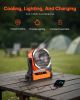 VEVOR 8 inch Rechargeable Camping Fan, Battery Operated with Light & Charging, 4 Speed Portable Outdoor Desktop Fan, 270-degree Manual Tilt for Tent