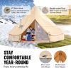 VEVOR Canvas Bell Tent, 4 Seasons 7 m/22.97 ft Yurt Tent, Canvas Tent for Camping with Stove Jack, Breathable Tent Holds up to 12 People