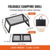 Folding Campfire Grill, 18"×12" Portable Camping Grates Over Fire Pit, Heavy Duty Steel Mesh Grate, Camping Grill with Legs Carrying Bag