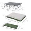2-Person Folding Camping Cot Portable Outdoor Bed Set with Sleeping Bag, Inflatable Air Mattress, Comfort Pillows and Carry Bag