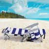 63*65*82cm Short Oxford Cloth Silver White Aluminum Tube Bearing 100kg Beach Chair Blue Stripes