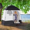 Shower Tent w/ Two Rooms, Shower Bag, Floor and Carrying Bag, Portable Privacy Shelter, Instant Changing Room for 2 Person, Black