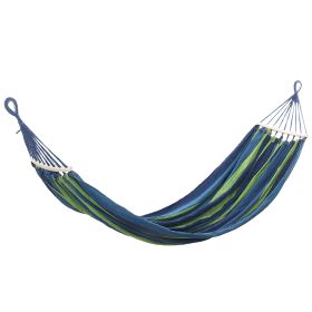 Double Hammock 2 Person Canvas Hanging Hammock Swing¥d with Carrying Bag Hold 330LBS for Camping Travel Beach (Option: blue)