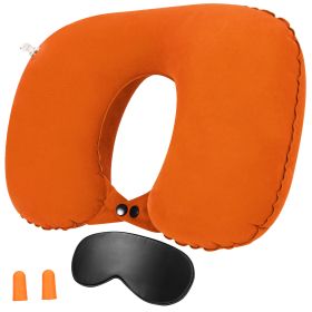 Travel Pillow Inflatable U Shape Neck Pillow Neck Support Head Rest Office Nap Car Airplane Cushion (Option: Orange)