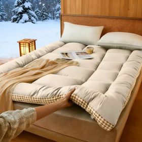 Mattress with checkered three-dimensional edges, Beige, King size (Option: Beige)