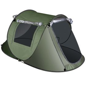 3-4 Person Pop Up Tent Automatic Setup Camping Tent Waterproof Instantåtup Tent with 2 Mosquito Net Windows Carrying Bag for Hiking Climbing Adventu (Option: Green_3_4Person)