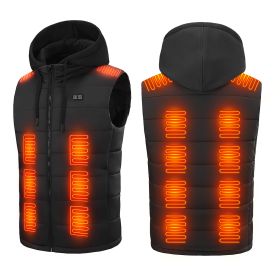 Winter Heated Vest For Men and Women with Detachable Hood 3 Heating Levels 7.4VDC 5V/2A USB Input Unisex Winter Hooded Heated Vest Machine Washable fo (Option: XL)