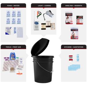 1 Person Necessity Survival Kit (Option: Bucket and Lid)
