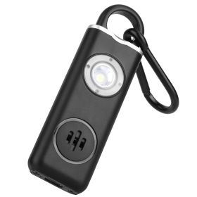 Rechargeable Personal Safety Alarm Portable 130dB Self-defense Siren with Strobe Light LED Light Carabiner Emergency Escape Tool for Women Kids Elderl (Option: Black)