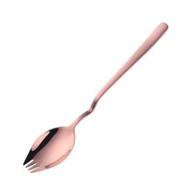 Instant Noodle Fork Multi-Purpose V-Shaped Knife Fork Spoon (Color: Rose Gold, Type: Tableware)