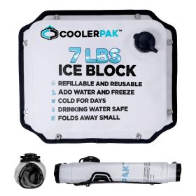 CoolerPak Ice Pack -Refillable Reusable – Cold for Days – Non-Toxic, Leakproof, Potable Drinking Water Safe – Built Tough, Rolls Up for Storage (Attachment Method: Snap, size: 7lb)
