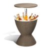 Patio Cooler Bar Table With Height-Adjustable