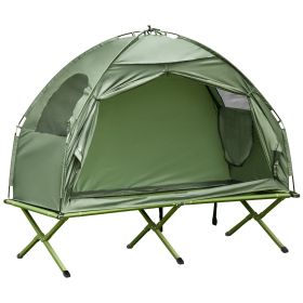 Outsunny Camping Tent Cot, Single Person Folding Cot Combo, Off-Ground Tent, Covered Outdoor Bed with Carry Bag for Hiking, Camping (Color: as Pic)