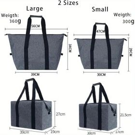 Giant Thermal Grocery Tote – 5.28 Gallon Capacity with Reinforced Handles for Heavy Loads (Color: Gray)
