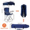 Foldable Beach Canopy Chair Sun Protection Camping Lawn Canopy Chair 330LBS Load Folding Seat w/ Cup Holder For Beach Poolside Travel Picnic