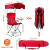 Foldable Beach Canopy Chair Sun Protection Camping Lawn Canopy Chair 330LBS Load Folding Seat w/ Cup Holder For Beach Poolside Travel Picnic