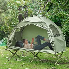 1 Person Folding Camping Cot, Portable Outdoor with Carry Bag, 2-in-1 Elevated Camping Bed Tent Single (Color: General)