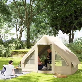 Inflatable Camping Tent with Hand Pump, 4 Season Blow Up Tent, Waterproof and Windproof with Mesh Windows and Doors (Color: General)
