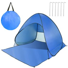 Pop Up Beach Tent Sun Shade Shelter Anti-UV Automatic Waterproof Tent Canopy for 2/3 Man w/ Net Window Storage Bag for Outdoor Beach Camping Fishing P (Option: blue)
