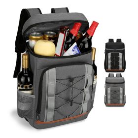 Cooler Backpack 36 Can Leakproof Insulated Cooler Backpack with 25L/6.6Gal for Picnic Camping Beach)king Fishing Travel (Option: Grey)