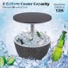 Patio Cooler Bar Table With Height-Adjustable